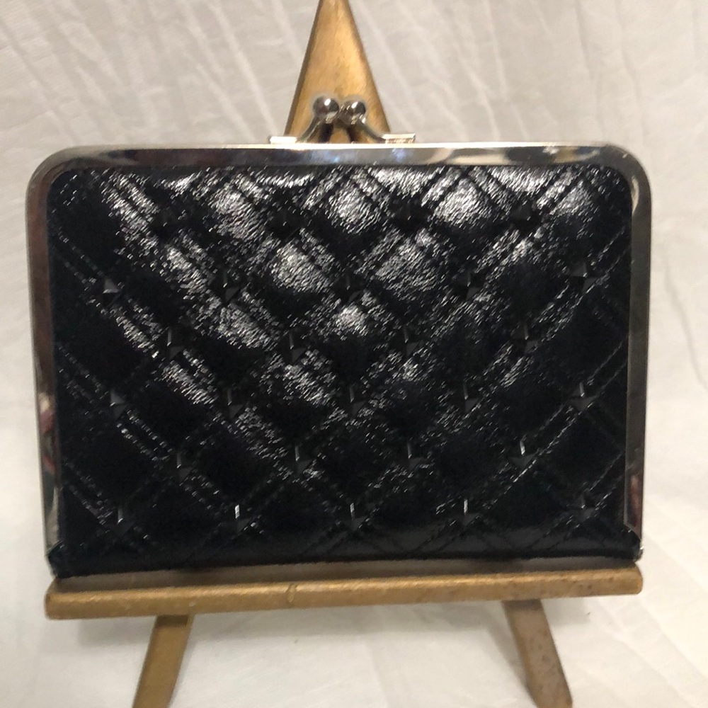 Mossimo Classic Black Quilted Frame Clutch NWT